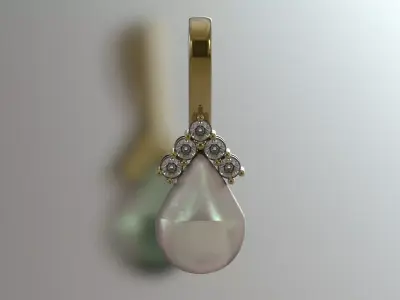 Teardrop Pearl Pendant with Diamond Crown Bail pp0065 3D print model