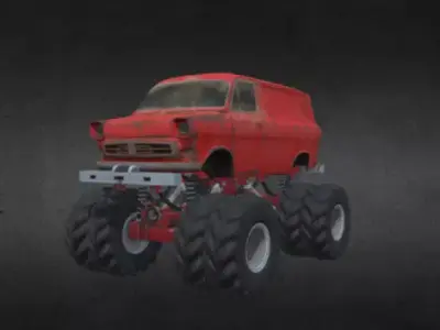 Rusty Van - Monster Truck Low-poly 3D model