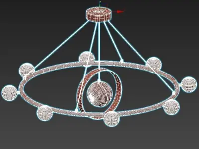 raise gold chandelier with glass balls 3D model