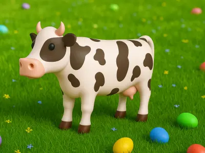 Cartoon Cow Animal 3D Model for Cartoon Characters Low-poly 3D model
