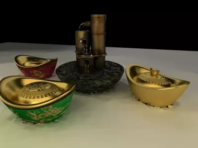 Chinese gold ingot 3D model