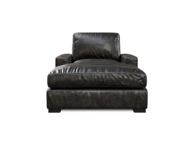 Maxwell Black Leather Chaise 3D model