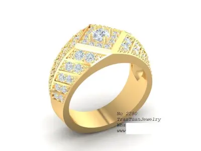 Bold Square Diamond Pave Ring for Men 607 3D print model