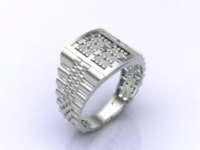 Print Ready STL 3DM  Gents Rings Diamond Men Ring  3D print model 185