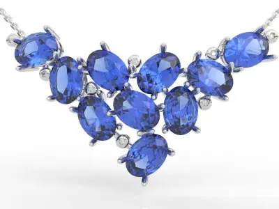 Spectacular Oval Gemstone Cluster Necklace 3D print model