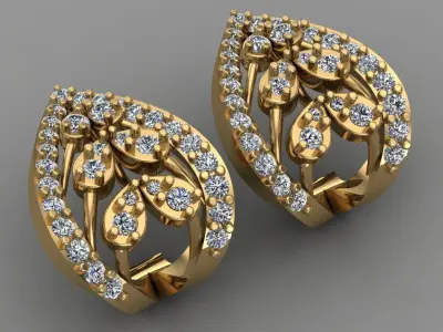 Rose Gold Diamond Women Earring 3D print Model 3D print model purchase