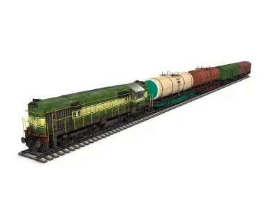 Cargo Train Low-poly 3D model