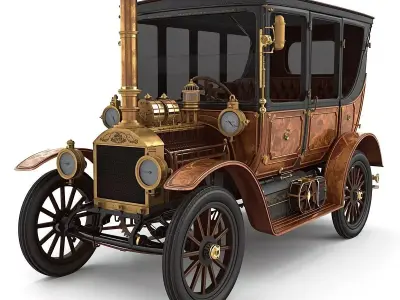 Stylized 3D Steampunk Vintage Automobile Low-poly 3D model