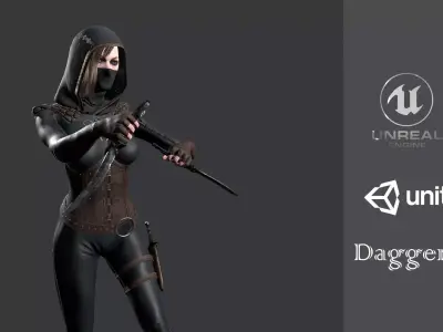 Dagger girl assassin  Low-poly 3D model