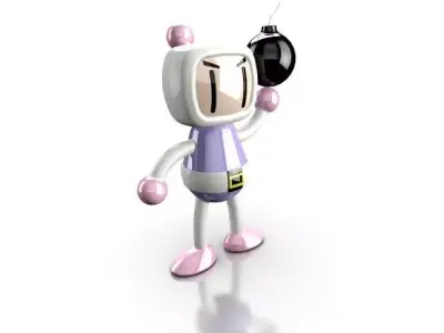 Boomberman cartoon character holding remote control 3D model