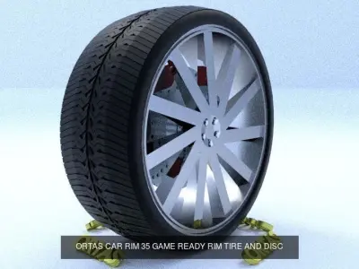 ORTAS CAR RIM 35-36 GAME READY RIM TIRE AND DISC 3D Model Pack