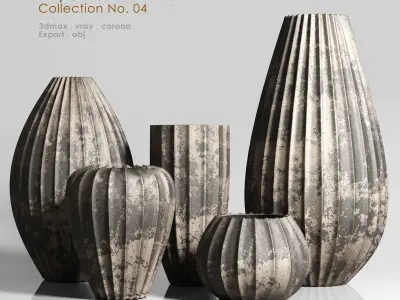 Sanibel Textured Black Dirty Old Cement Vase collection  3D model