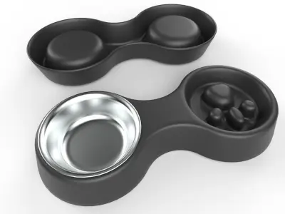 Pet Bowl M08 - with STL Low-poly 3D model