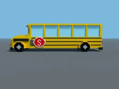 School bus Voxel Low-poly 3D model