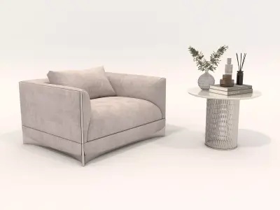 Modern Coffee Table and Armchair Set 64 3D model