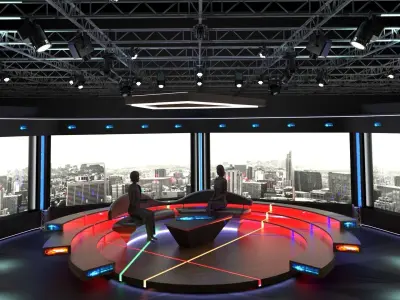 Virtual TV Studio Chat Set 2 3D model