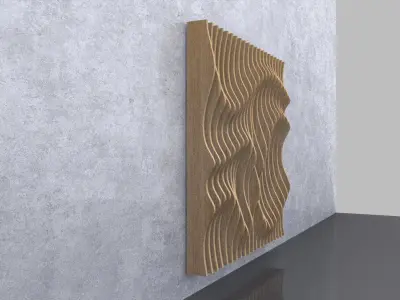 Parametric Wavy Wooden Panels 12 3D model