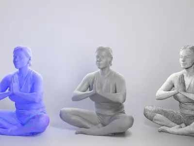 Woman in pink doing yoga 305 Low-poly 3D model