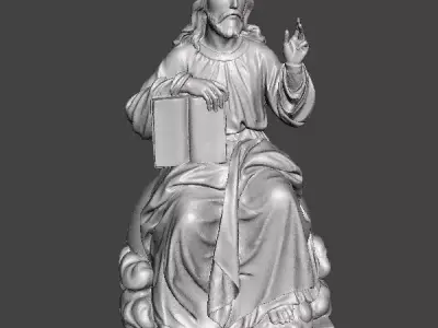JESUS CHRIST SITTING WITH HOLY BIBLE RELIGIOUS STATUE ART 3D print model
