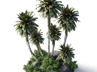 Outdoor Garden Set Bush and Tree Garden Set 3D model