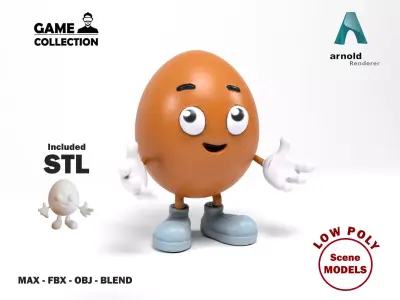 Mister Egg Low-poly 3D model