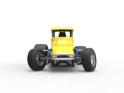 Vintage Sprint car while turning Version 2 Scale 1 to 25 3D print model