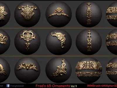 Fred ORNAMENT BRUSH- Vol 9 - IMMBRUSH-3DModels-Alpha Low-poly 3D model