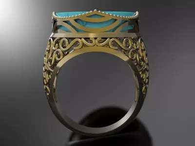 Luxurious Turquoise Filigree Islamic Arabesque Pattern gr0174 3D print model