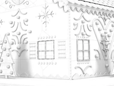 Gingerbread house with outdoor decorations 3D model