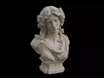 Stunning Bust of Woman with Flowers  classical Greco-Roman art 3D model