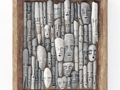 Wood faces panel decor n1 3D model