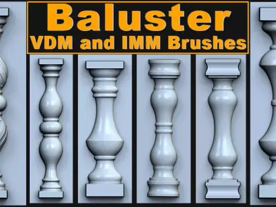 Baluster VDM and IMM Brushes for Zbrush  Low-poly 3D model
