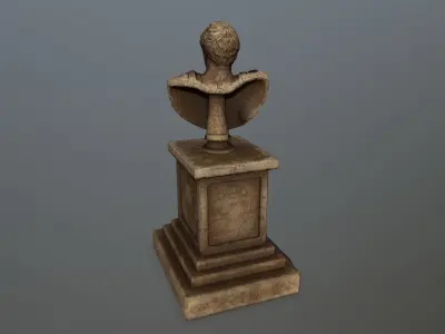 Pompee roman bust Low-poly 3D model