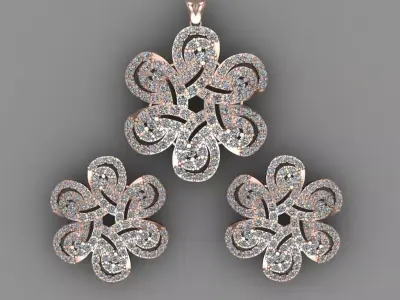  Rose Gold Diamond Pendant set 3D Print Model 3D print model