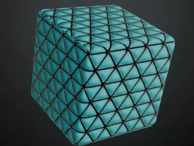 Sci-Fi Blue Padded Wall Panel PBR Seamless Texture