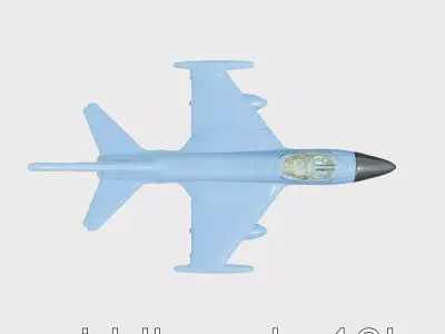 Friendly Blue Jet Fighter Model with Rounded Wing Tips Low-poly 3D model