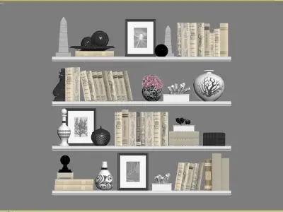 Decor set 1 bookshelves for living room 3D model
