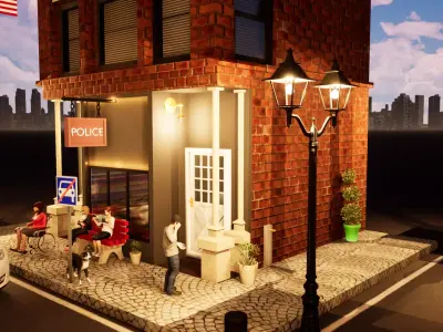 building model street lamp Free low-poly 3D model