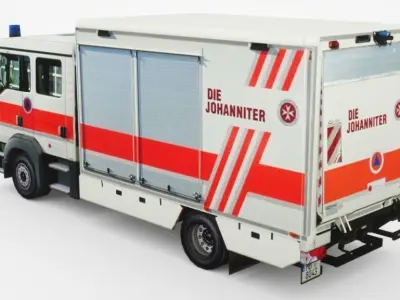 Generic European Ambulance truck Low-poly 3D model