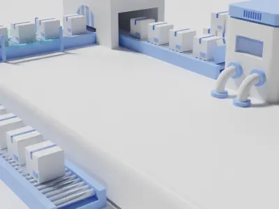 Cartoon assembly line 3D model