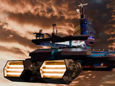 Futuristic Aircraft Carrier  Free low-poly 3D model