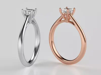 4mm diamond princess gold rings 3D print model