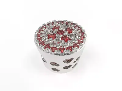 Rounded Charm with Hearts and Gems 3D print model