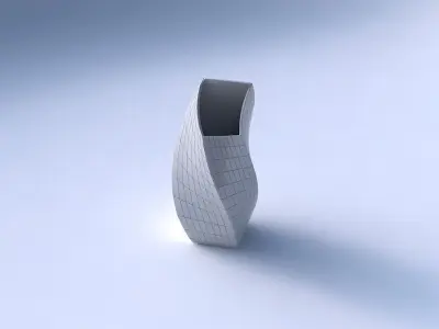 Vase twisted bent quadratic with grid plates 3D print model