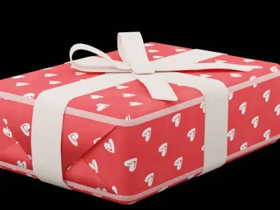 Gift Box With Hearts Wrap Low-poly 3D model