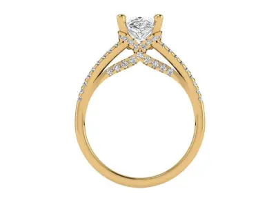 Oval solitare with cathedral shoulder with criss cross diamonds 3D print model
