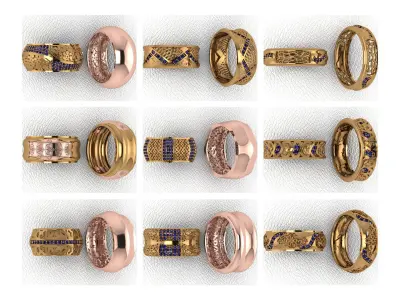 BAND RINGS COLLETION 139 PIECE  3D print model