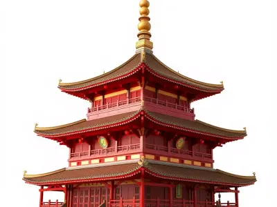 Chinese Pagoda Traditional model pack Low-poly 3D model
