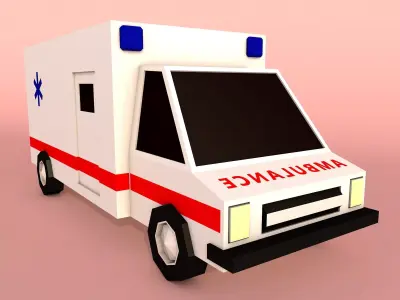 Cartoon low poly ambulance Low-poly 3D model