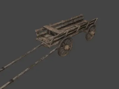 Wooden  Cart Low-poly 3D model